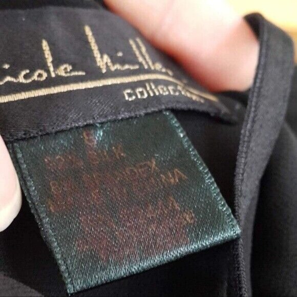 Nicole Miller Collection Silk Strappy Cocktail Dress Black Size 8 Sequin Floral - Picture 6 of 6